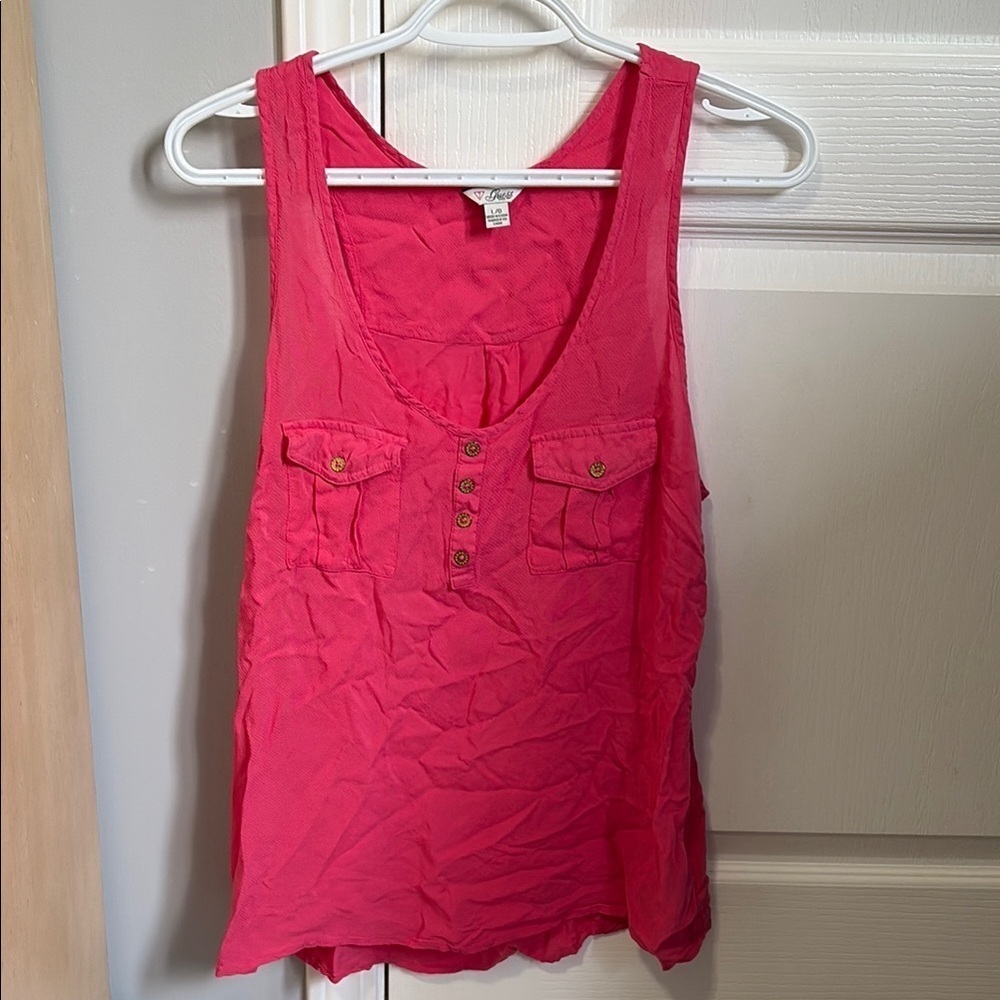 Pink Sleeveless Tank Top with Scoop Neckline